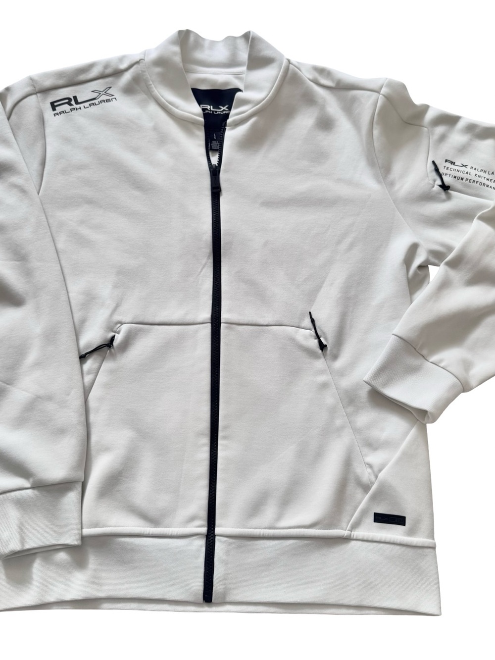 RLX Ralph Lauren Men’s White Water-Repellent Track Jacket Knitwear Size L